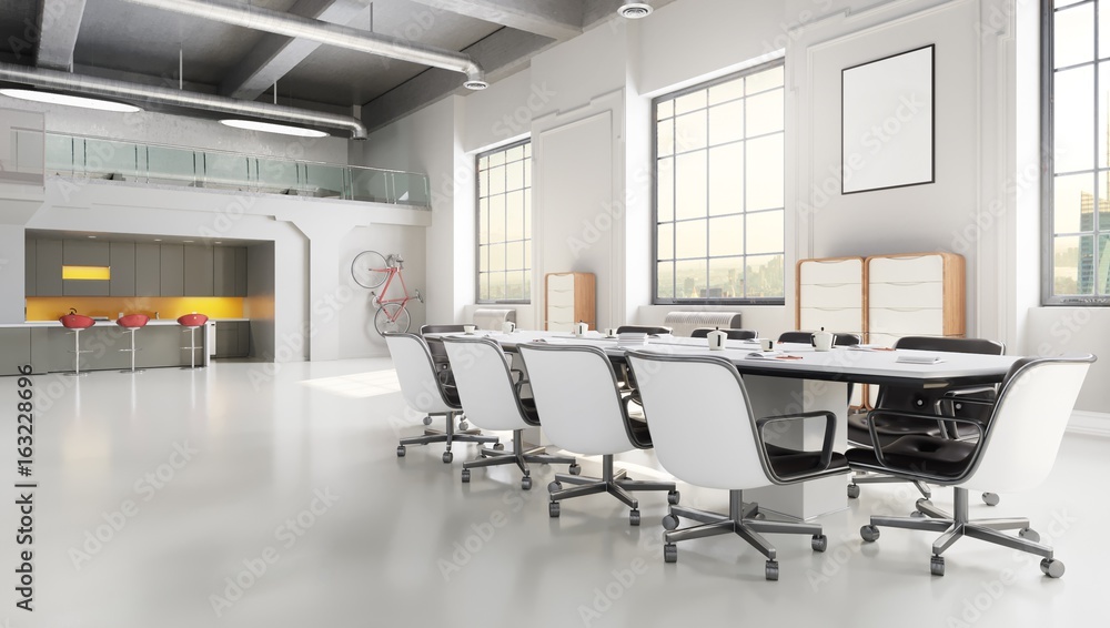 modern office space with city background Stock Illustration | Adobe Stock