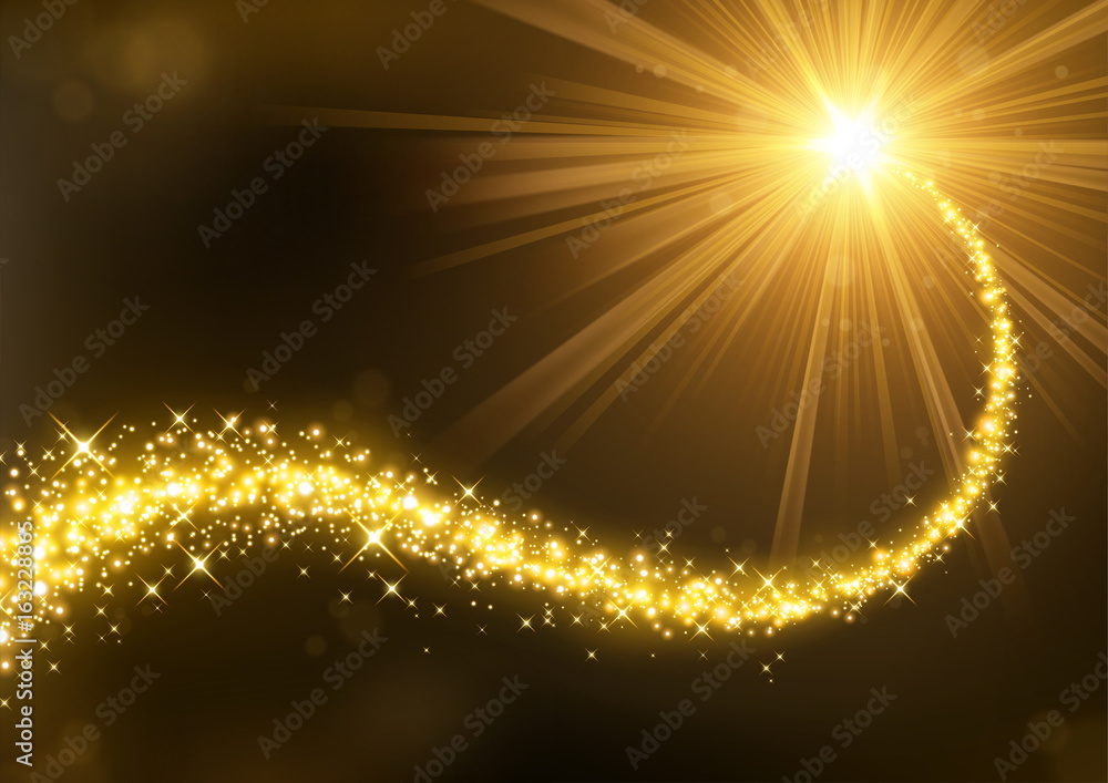 Magic Gold glitter with illuminated light background. Vector Illustration Magic Gold glitter with illuminated light background. Vector Illustration