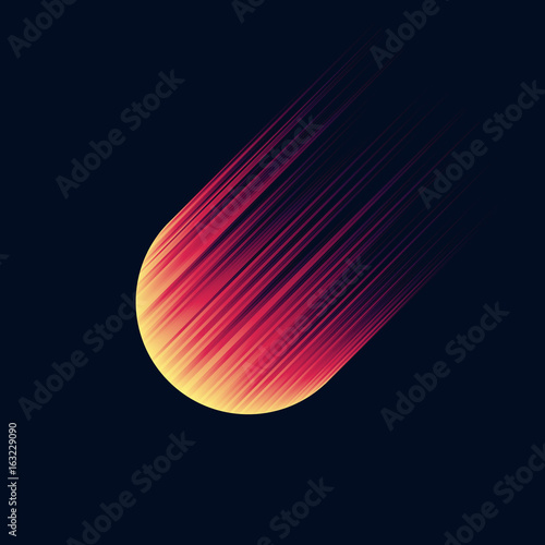 A falling burning object. Logo of a meteorite. Vector illustration