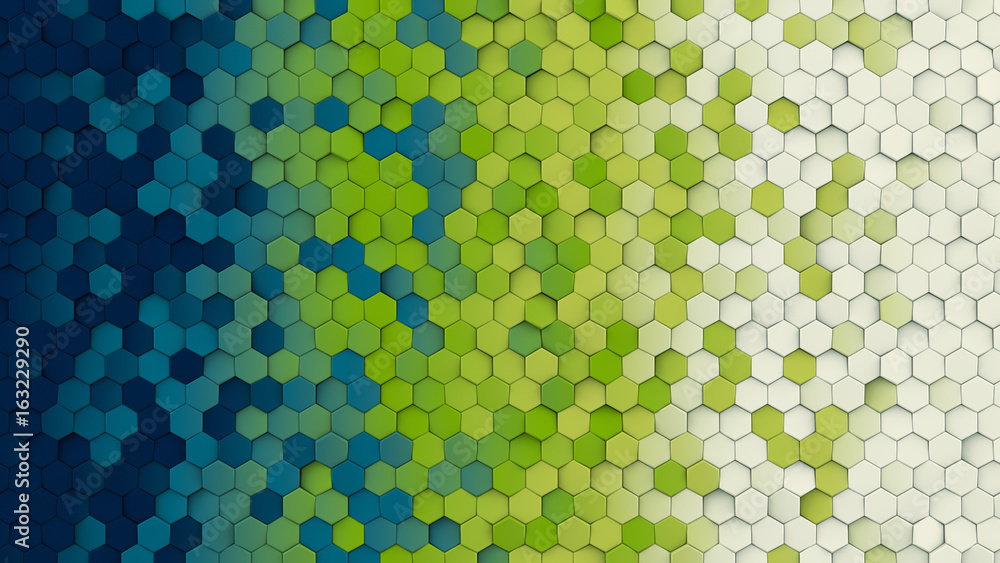 Colorful hexagon pattern abstract 3D rendering - obrazy, fototapety, plakaty 