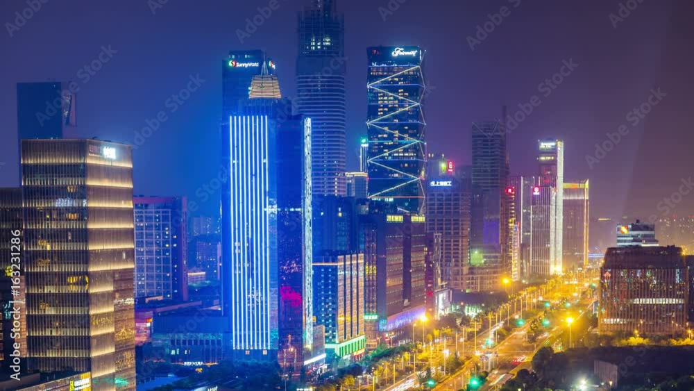 Time lapse of cityscape at night of nanjing Hexi new town,china Time lapse of cityscape at night of nanjing Hexi new town,china