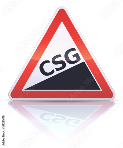 Panneau de danger augmentation de la CSG (reflet)  photo