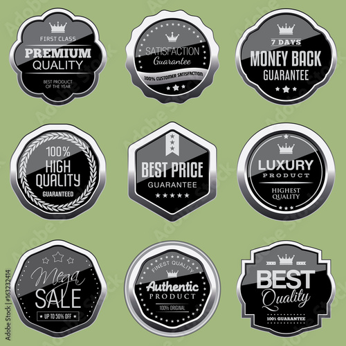 Set of silver luxury badges
