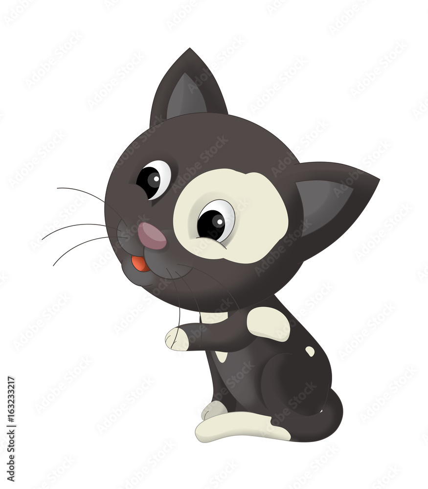 cartoon happy cat sitting resting and looking- isolated / illustration for children cartoon happy cat sitting resting and looking- isolated / illustration for children
