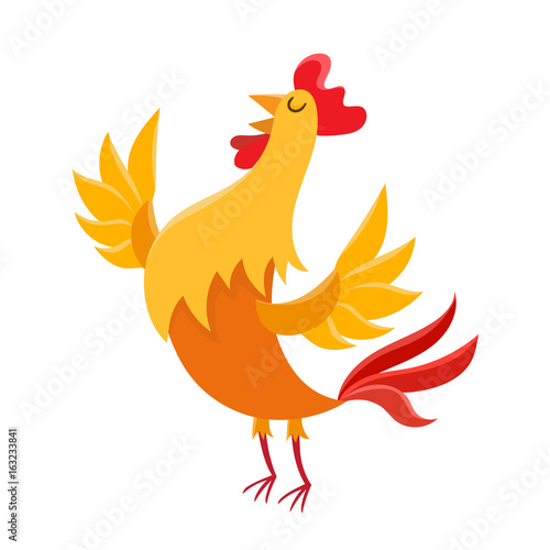 Cartoon cock isolated on white. Cartoon character design of cock