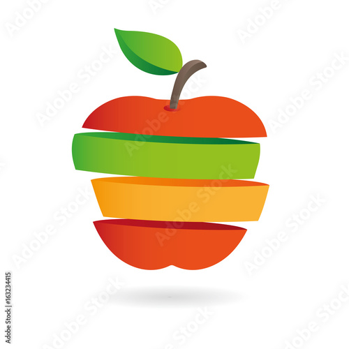 Fresh fruit slices, colorful vector illustrations icon