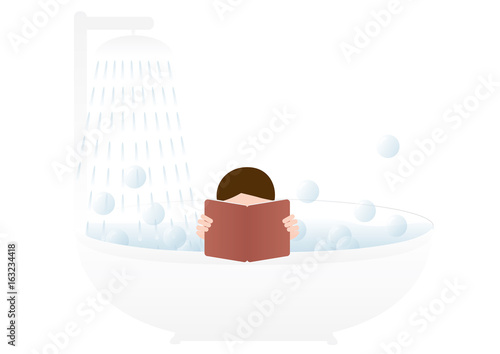 Man in a bath with book