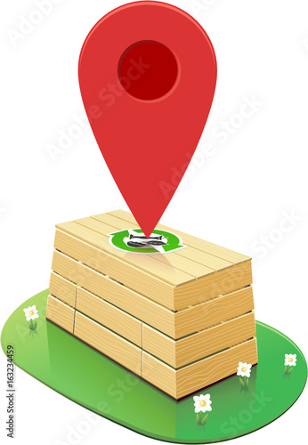 Composteur en bois : géolocalisation (détouré)