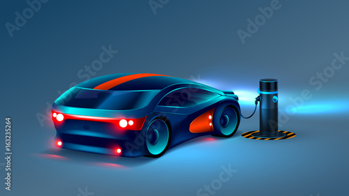 Electric car charging station. Future concept. VECTOR