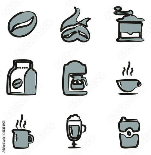 Coffee Icons Freehand 2 Color