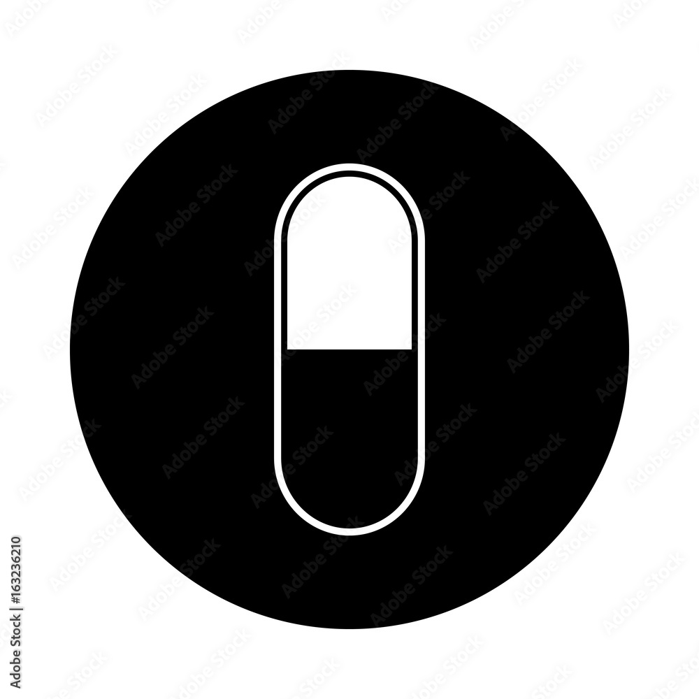 Drug circle icon. Black, round, minimalist icon isolated on white background. Pill simple silhouette. Web site page and mobile app design vector element. Drug circle icon. Black, round, minimalist icon isolated on white background. Pill simple silhouette. Web site page and mobile app design vector element.