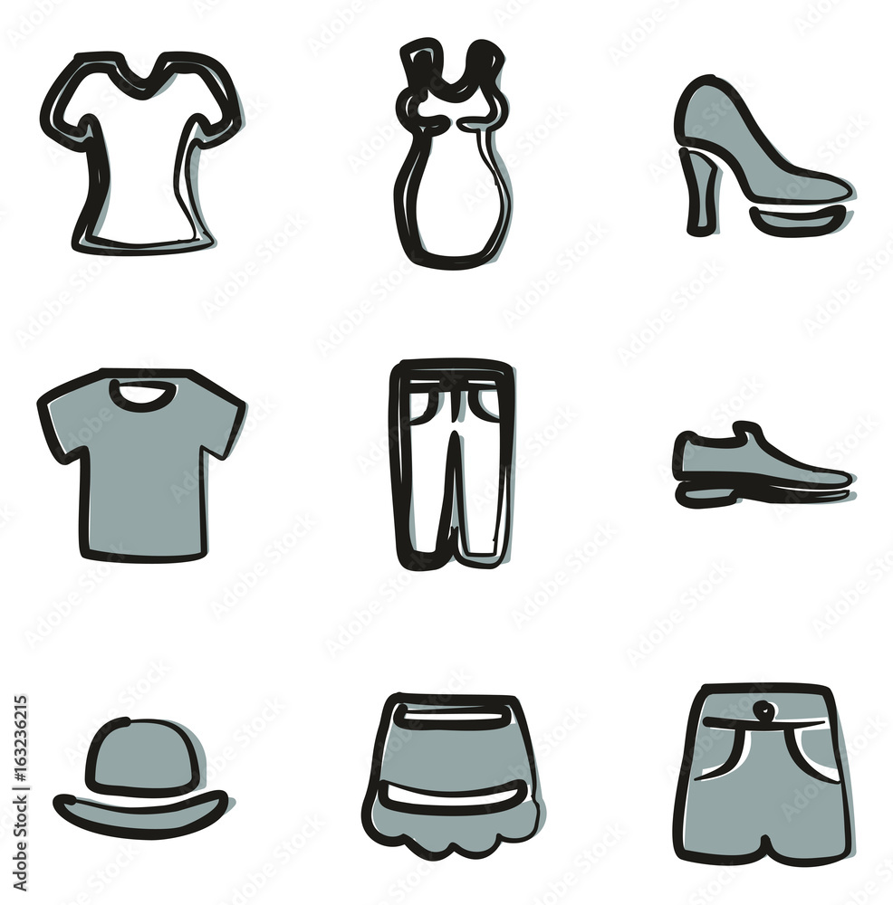 Clothing Icons Freehand 2 Color Clothing Icons Freehand 2 Color