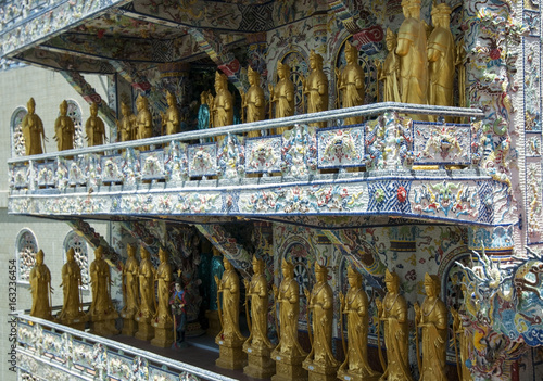 Mosaic Pagoda Lin Phuoc in the city of Dalat Vietnam  a Buddhist temple. Part.