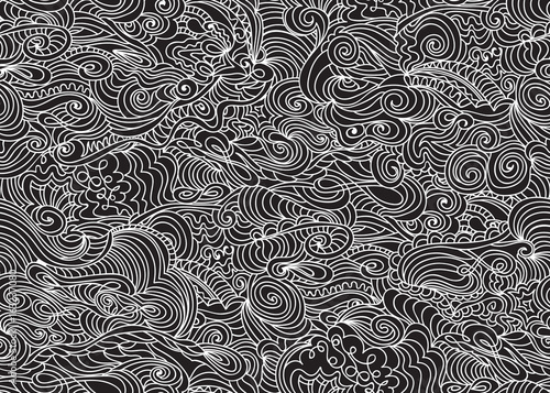 Abstract vector seamless pattern with curling waving lines. Decorative endless texture. You can use any color of background