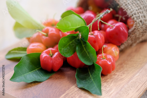 Slika na platnu Acerola fruit close up on background.