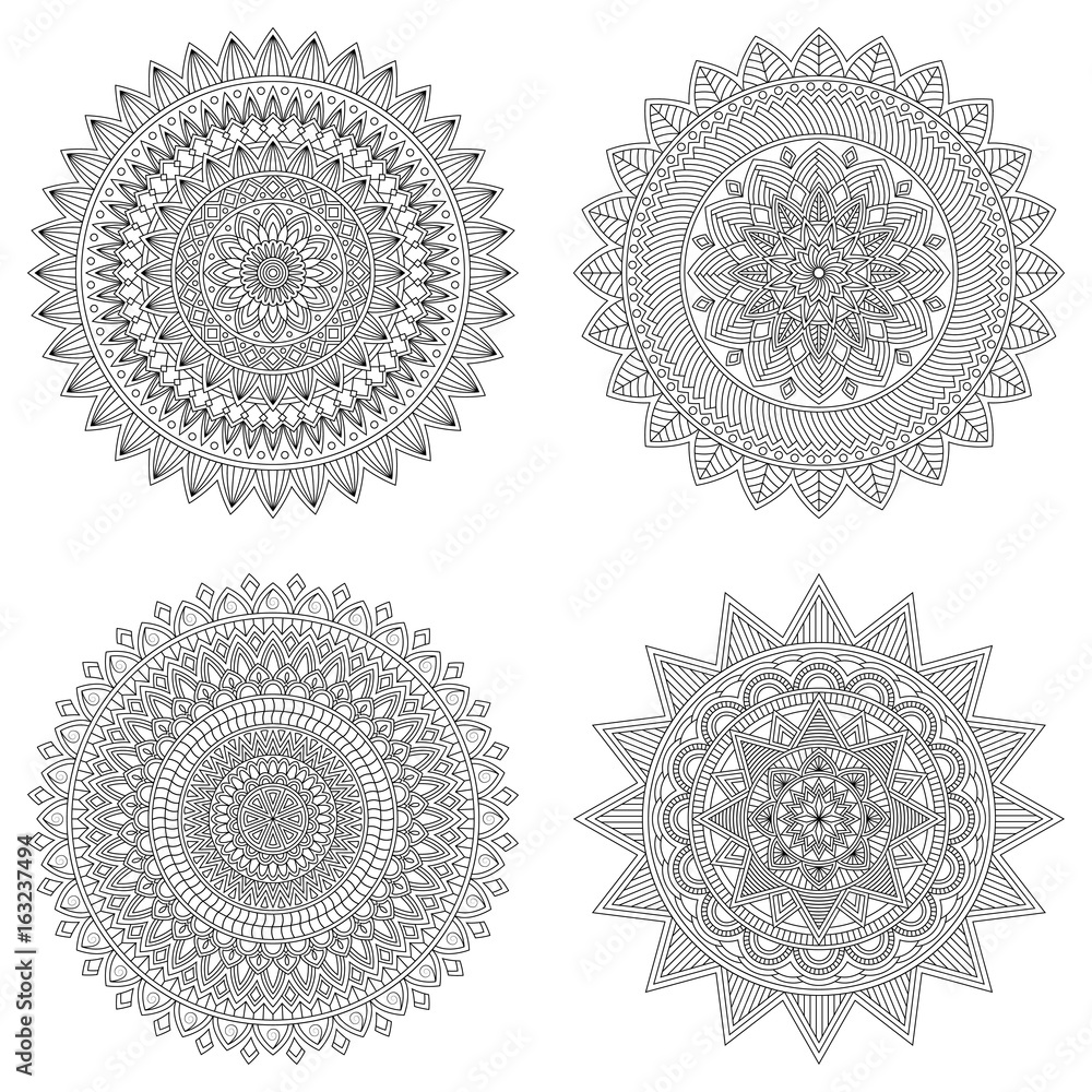 Set of floral mandalas, vector illustration Set of floral mandalas, vector illustration