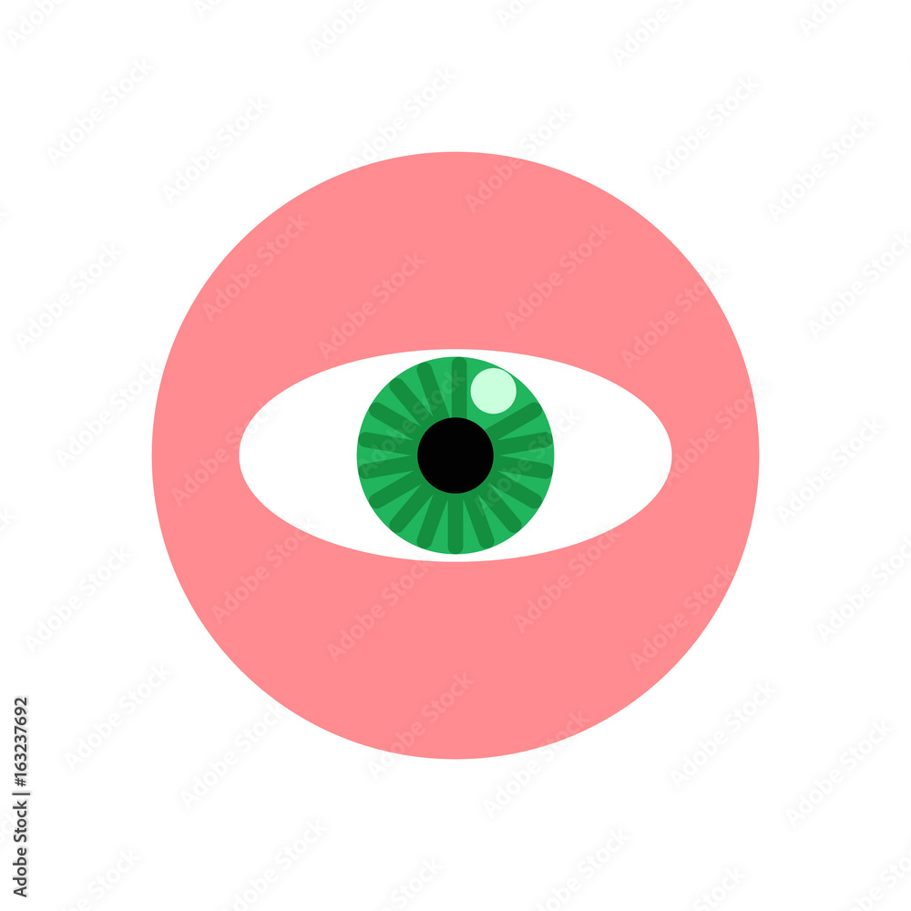 Eye, eyeball flat icon. Round colorful button, Sight circular vector sign, logo illustration. Flat style design Eye, eyeball flat icon. Round colorful button, Sight circular vector sign, logo illustration. Flat style design