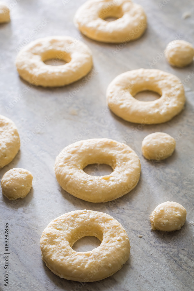 Preparation for baking tasty and homemade donuts