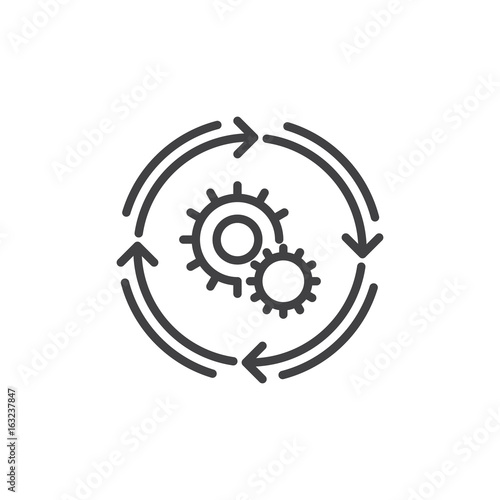Workflow line icon, outline vector sign, linear style pictogram isolated on white. Automation symbol, logo illustration