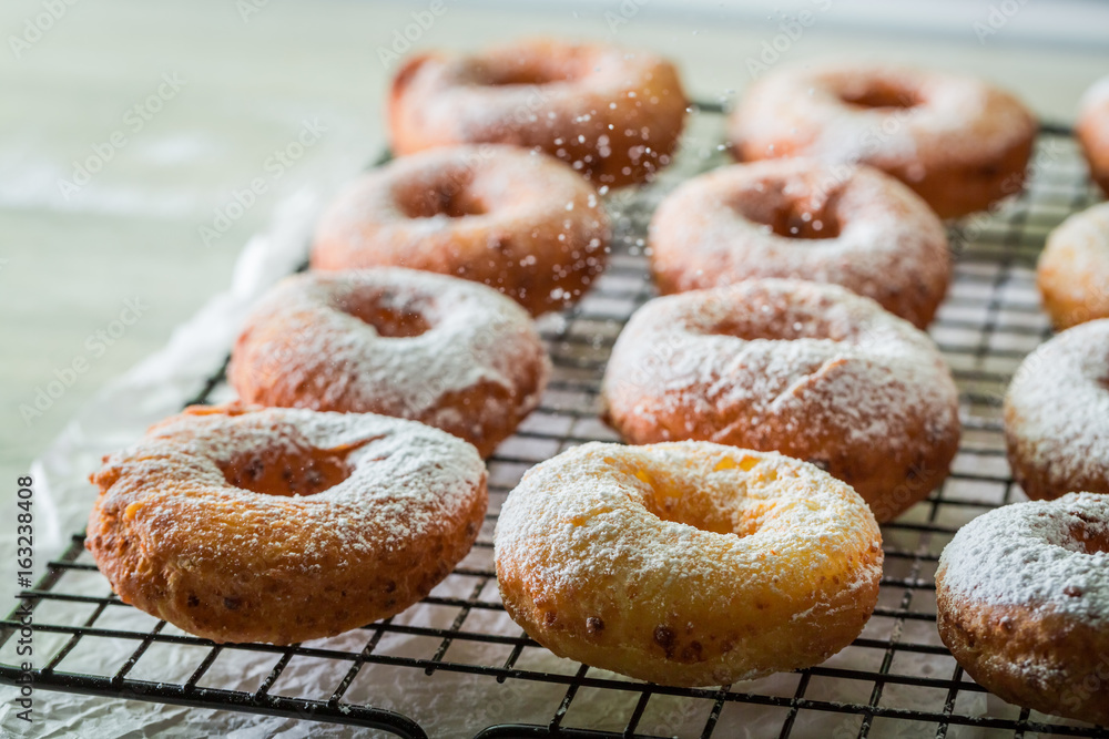 Tasty and sweet homemade donuts freshly baked