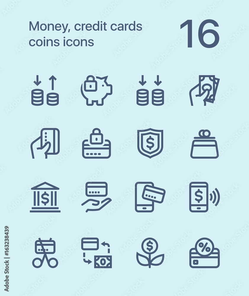 Outline Money, credit cards, coins icons for web and mobile design pack 3 Outline Money, credit cards, coins icons for web and mobile design pack 3