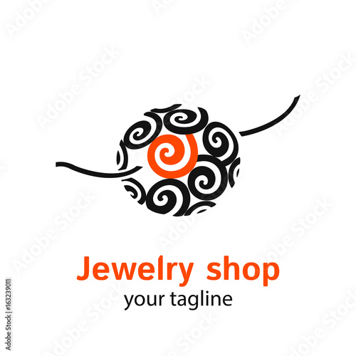 Vector logo template for jewelry shop or store. Bead with beautiful pattern. EPS10. Jewel icon. Simple and modern logotype.