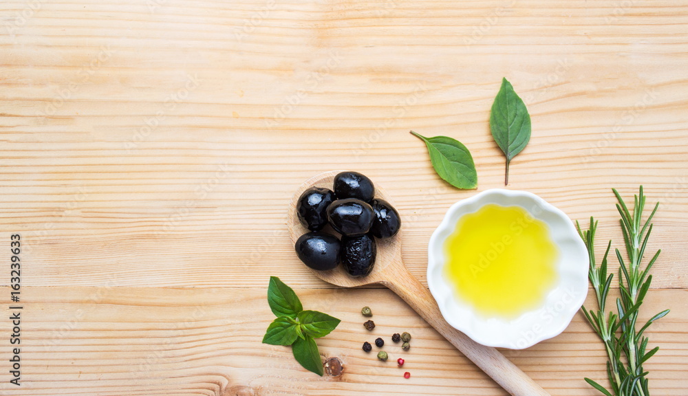 Olive oil with cooking ingredients and spices Olive oil with cooking ingredients and spices