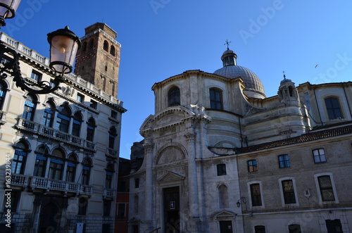 Detail of San Geremia Church in the sestiere of Cannaregio facing The Grand Canal in Venice, Italy photo