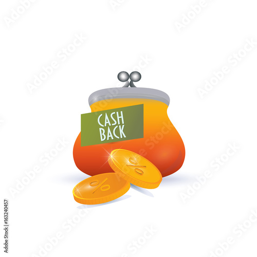 Cashback symbol isolated. Purse and coins as cash back symbol.