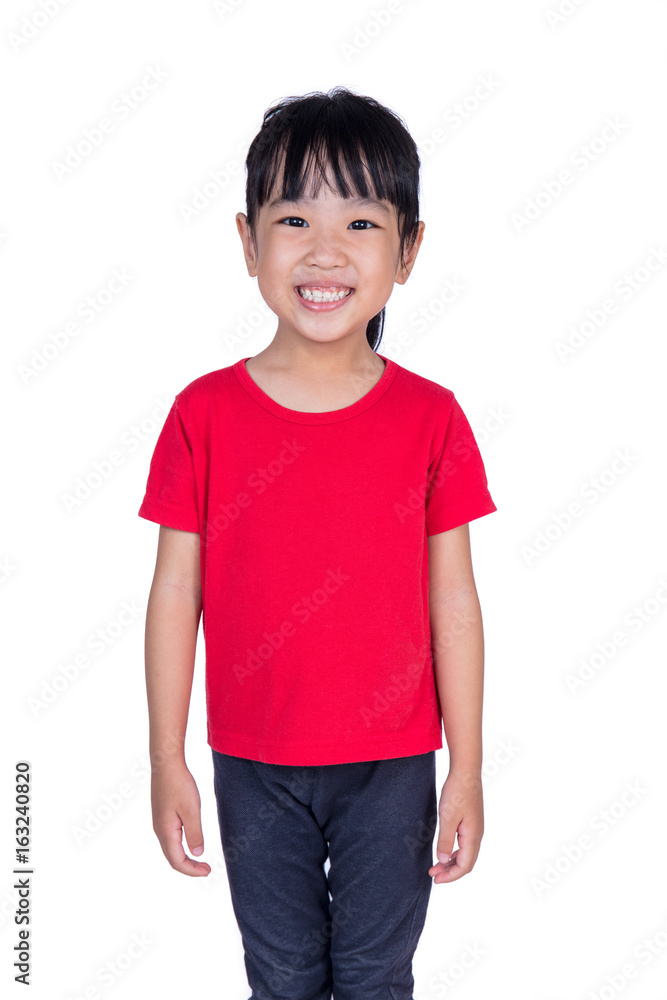 Asian Chinese little girl wearing T-shirt and smiling Asian Chinese little girl wearing T-shirt and smiling