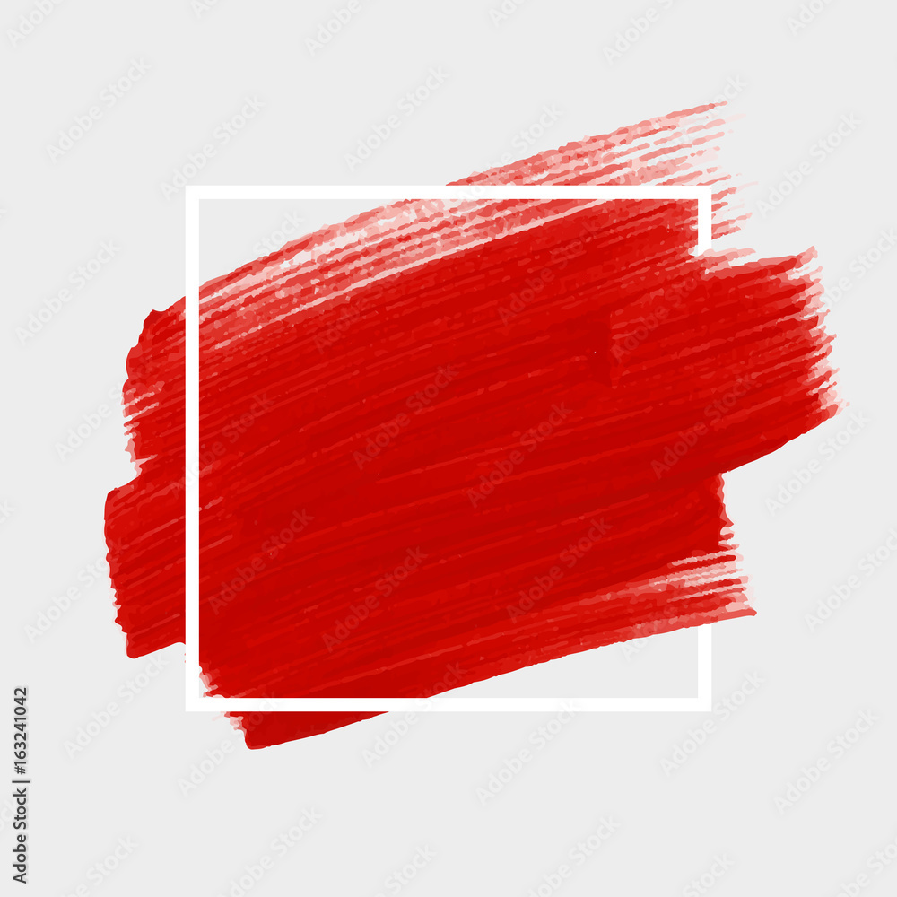 Logo brush painted acrylic abstract background design illustration vector over square frame. Perfect watercolor design for headline, logo and sale banner. 