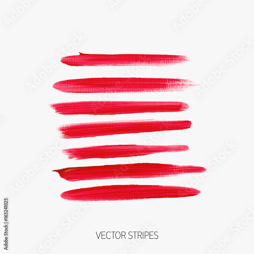 Acrylic art brush painted textured stripes set isolated vector background. Watercolor stroke set.