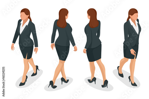Set of working elegant business women in formal clothes. on white background. Create your isometric person for vector illustrations