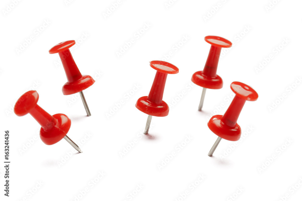 Push pins isolated on white background. Push pins isolated on white background.