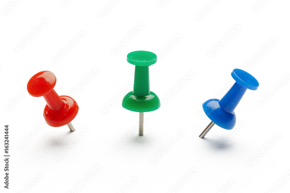 Push pins isolated on white background. Push pins isolated on white background.