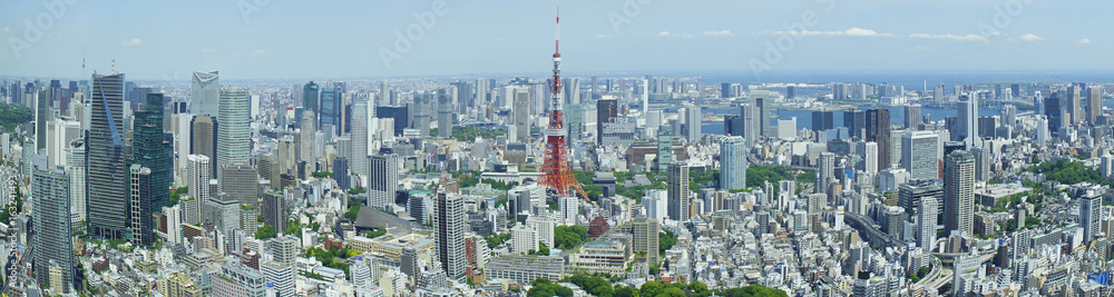 東京都市風景　東京タワー　六本木から望む都心全景　パノラマ