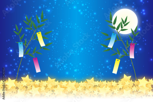 背景素材壁紙,七夕飾り,祭り,伝統,短冊,笹の葉,初夏,星屑,天の川,天の河,