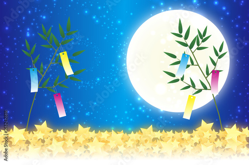 背景素材壁紙,七夕飾り,祭り,伝統,短冊,笹の葉,初夏,星屑,天の川,天の河,