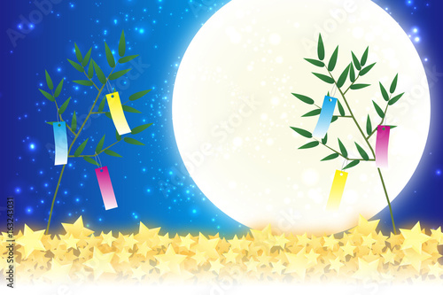 背景素材壁紙,七夕飾り,祭り,伝統,短冊,笹の葉,初夏,星屑,天の川,天の河,