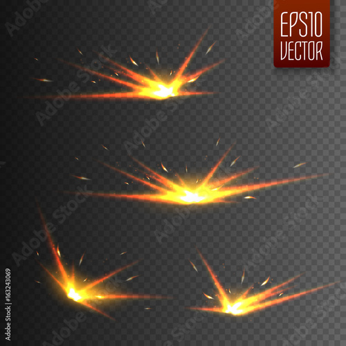 Sparks isolated on transparent background. Vector light effect