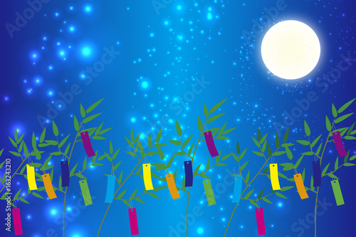背景素材壁紙,七夕飾り,祭り,伝統,短冊,笹の葉,初夏,星屑,天の川,天の河,