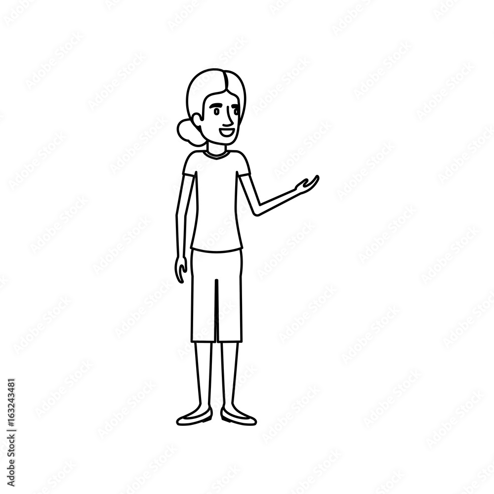 monochrome silhouette of woman in casual clothes standing with collected hair vector illustration monochrome silhouette of woman in casual clothes standing with collected hair vector illustration