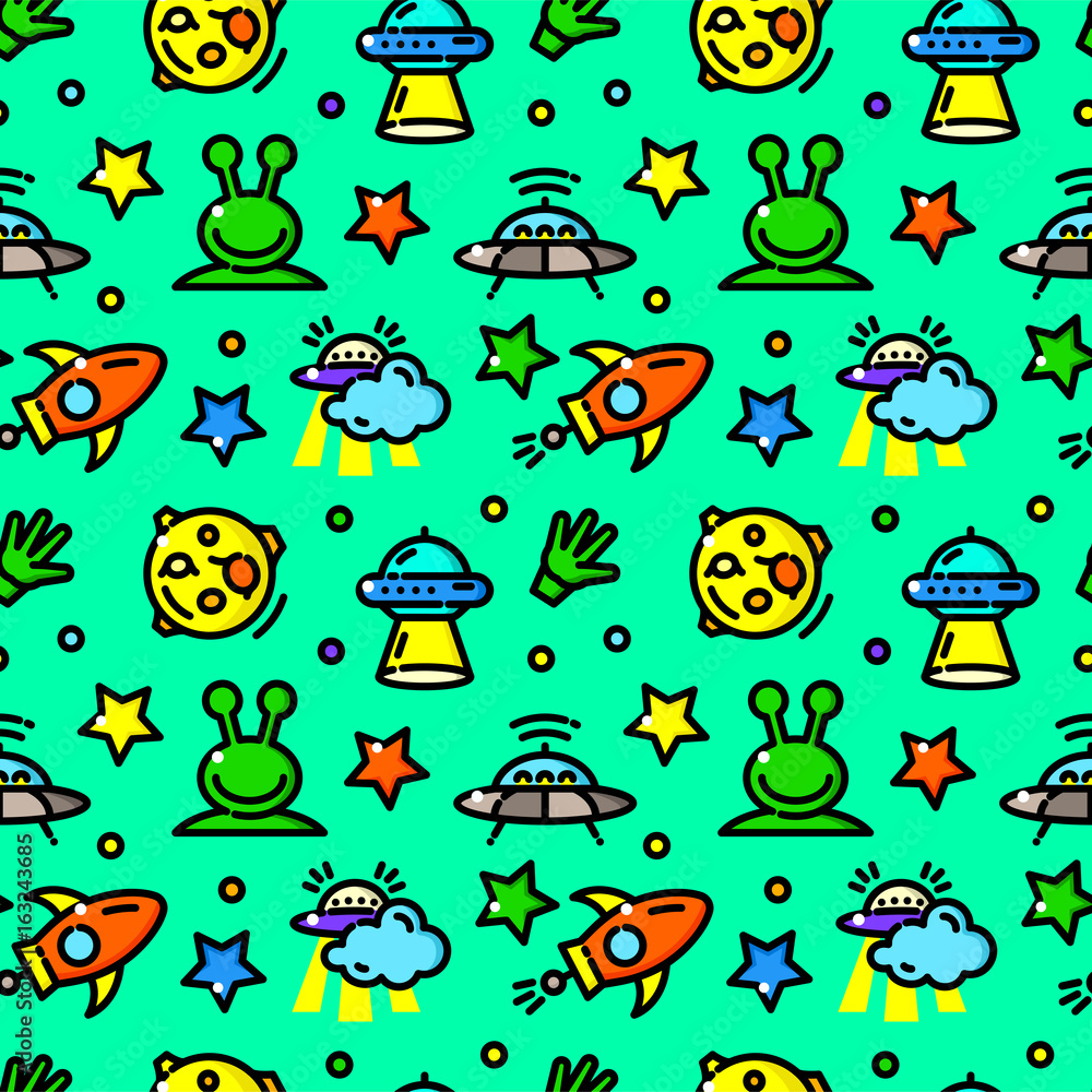 UFO seamless pattern vector illustration UFO seamless pattern vector illustration