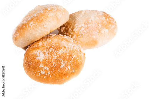 baked round scones for tea, cafe, menu, bread, bakery, white background, isolate