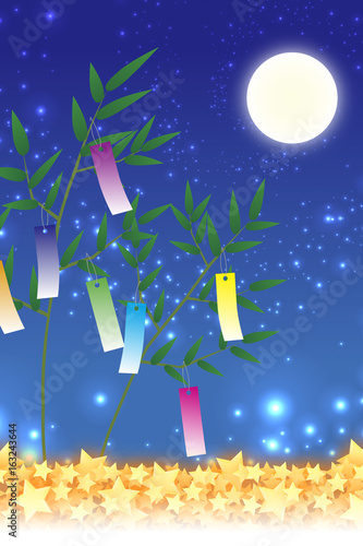 背景素材壁紙,七夕飾り,祭り,伝統,短冊,笹の葉,初夏,星屑,天の川,天の河,