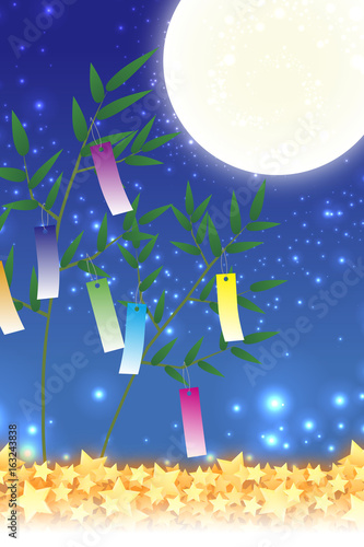 背景素材壁紙,七夕飾り,祭り,伝統,短冊,笹の葉,初夏,星屑,天の川,天の河,
