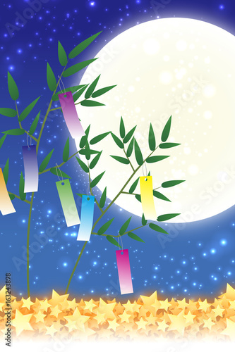 背景素材壁紙,七夕飾り,祭り,伝統,短冊,笹の葉,初夏,星屑,天の川,天の河,