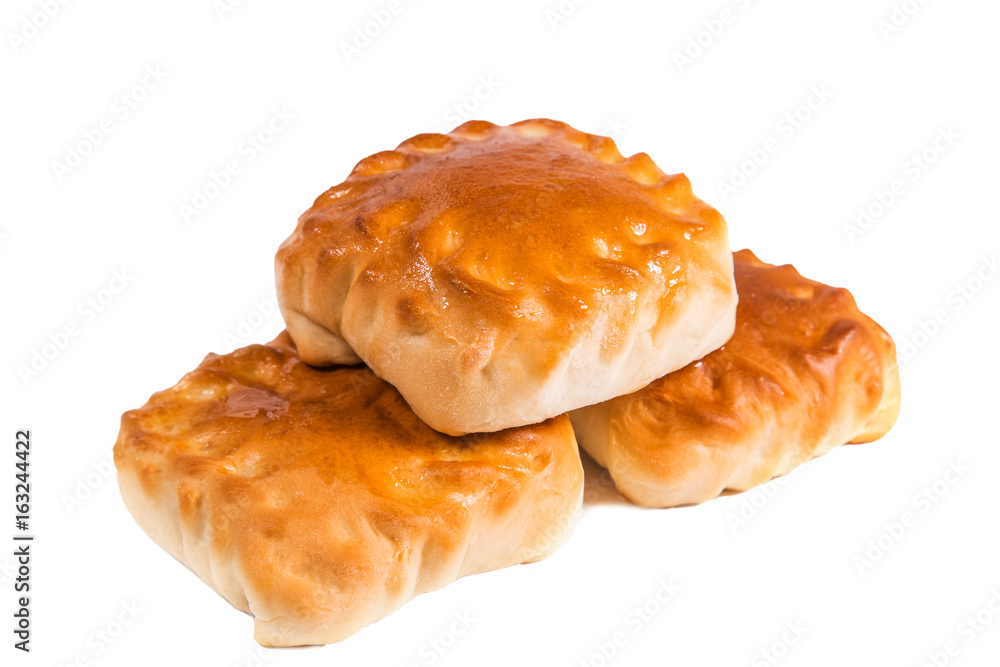 ruddy square baked cakes on white background, isolate