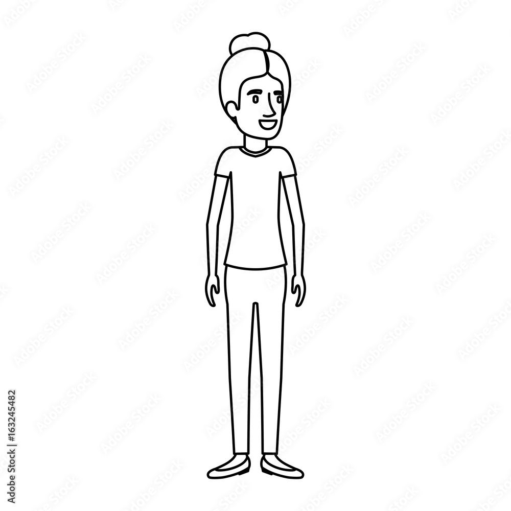 monochrome silhouette of woman stand with collected hair vector illustration monochrome silhouette of woman stand with collected hair vector illustration