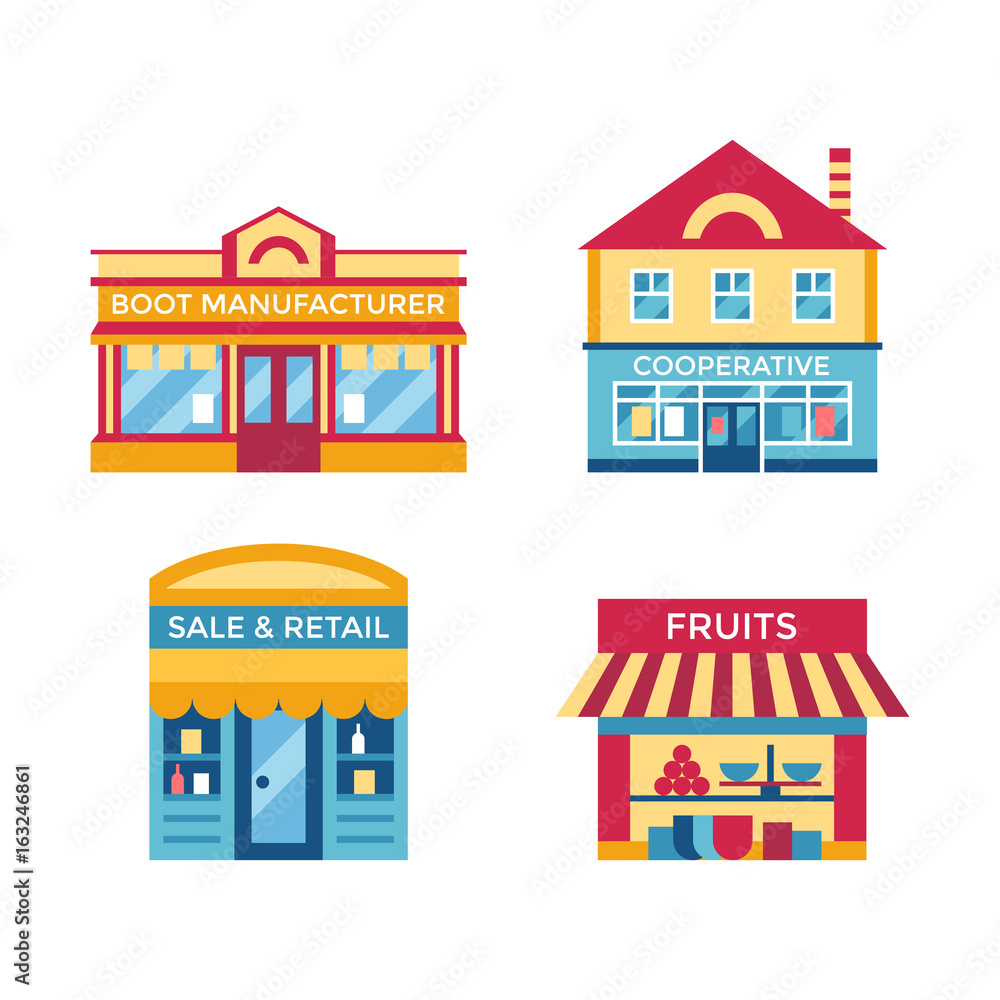 Digital vector yellow supermarket icons with drawn simple line art info graphic, presentation with commerce, shopping building elements around promo template, flat style Digital vector yellow supermarket icons with drawn simple line art info graphic, presentation with commerce, shopping building elements around promo template, flat style